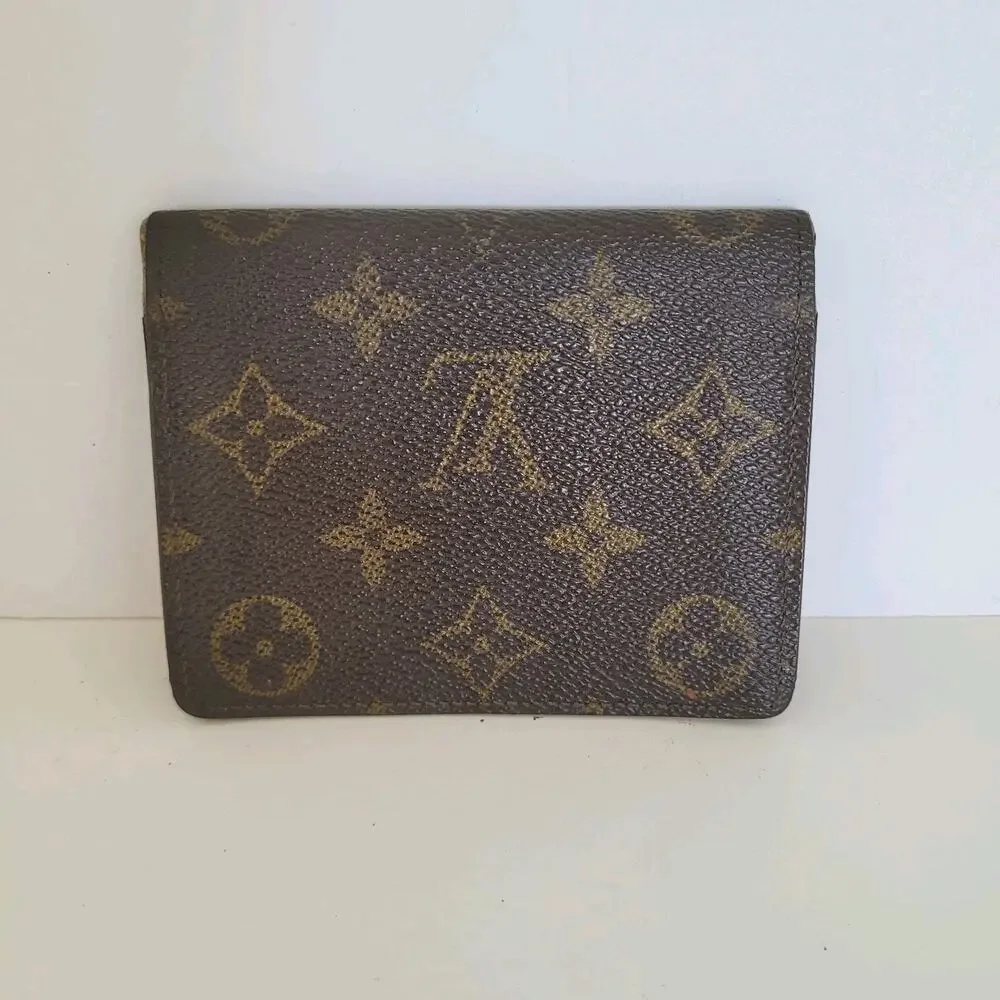 Vintage Louis Vuitton Unisex LV Brown Bi-Fold Leather Wallet Monogram Card Bill